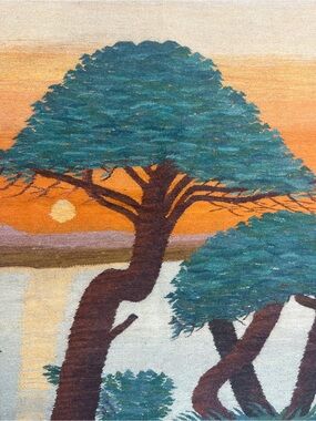 Teal & Brown Sunset Tree Tapestry Wall Hanging